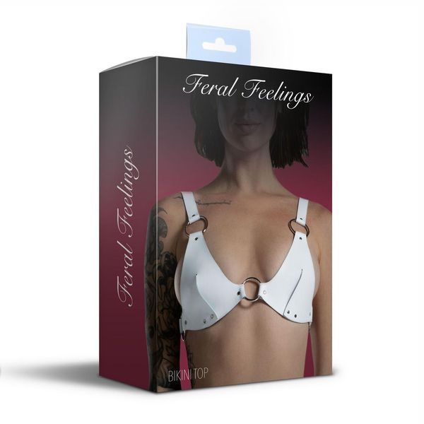 Ліф із натуральної шкіри Feral Feelings &mdash; Bikini Top White SO9421 фото