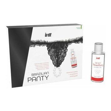 Набор Intt BRAZILIAN PANTY RED: трусики на резинке S-XL с жемчужным кольцом + клубничный лубрикант SO7128 фото