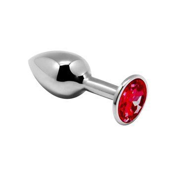 Металлическая анальная пробка с кристаллом Alive Mini Metal Butt Plug Red, размер М, 8х3,4 см. SO5999 фото