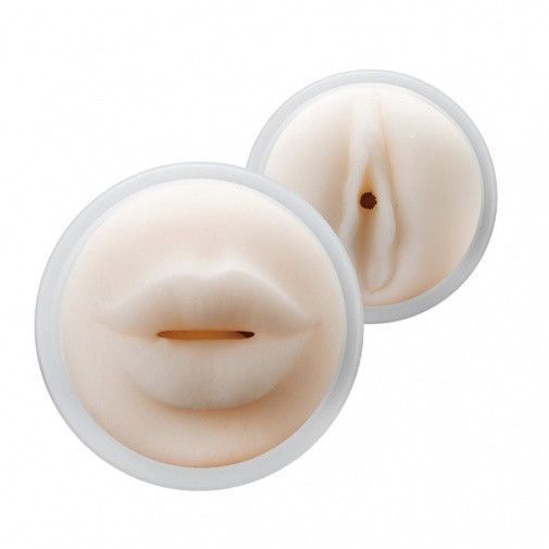 Двойной мастурбатор из киберкожи с вибрацией вагина+ротик Chisa Portable Happy Cup, 19х7,5 см. 6610CN00727 фото