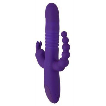 Потрійний вібратор з вібрацією, поштовхами та обертанням Thrusting Pearl Triple Vibrator, 25х3,5 см. 554928 фото