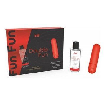 Набор Intt DOUBLE FUN: вибропуля (10 режимов, перезаряжаемая), клубничный лубрикант на водной основе SO7130 фото