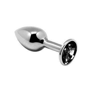 Металлическая анальная пробка с кристаллом Alive Mini Metal Butt Plug Black, размер М, 8х3,4 см. SO6000 фото