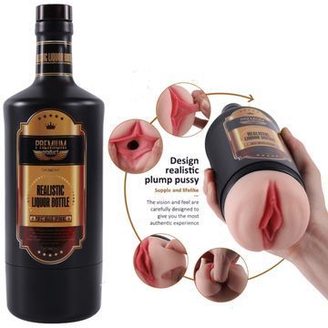 Мастурбатор-вагіна у формі пляшки "Vagina Realistic Wine Bottle", 25х8 см. SQ-MA70048 фото