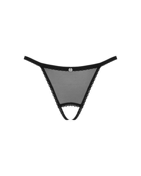 Прозорі стрінги з доступом Obsessive Celia Noir crotchless thong XS/S SO7871 фото