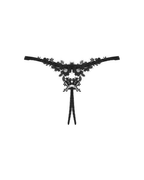 Прозорі стрінги з доступом Obsessive Celia Noir crotchless thong XS/S SO7871 фото