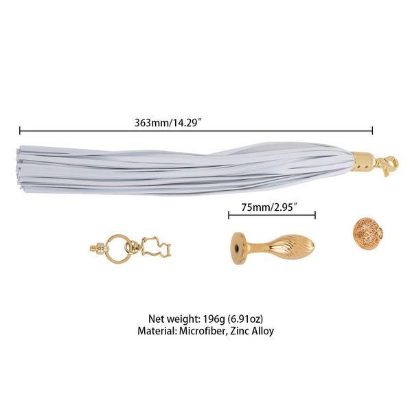 Металлическая анальная пробка Хвост пони LOCKINK SEVANDA White Pony-Tail Anal Pear-shape Plug, 7,5х2,2 см. SX0869 фото