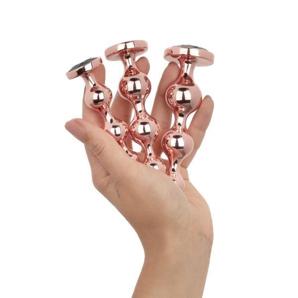 Набор анальных игрушек Rosy Gold - Metal Butt Plug Set 3 Pieces SX3070 фото