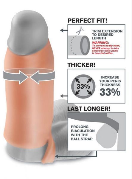 Насадка для збільшення члена з кібершкіри Fantasy X-tensions Real Feel Enhancer XL, 18х4 см. 470215 фото