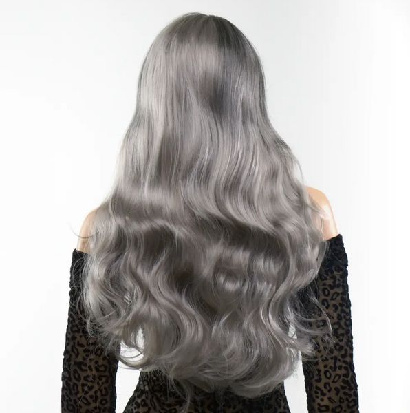 Перука довга хвиляста Fetish Hair балаяж сріблястий, 65 см. 98395/К09 фото