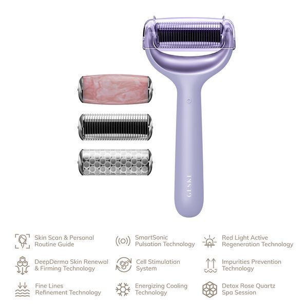Роллер для игольчатой мезотерапии лица и тела GESKE MicroNeedle Face&Body Roller 9в1 purple HB0211 фото