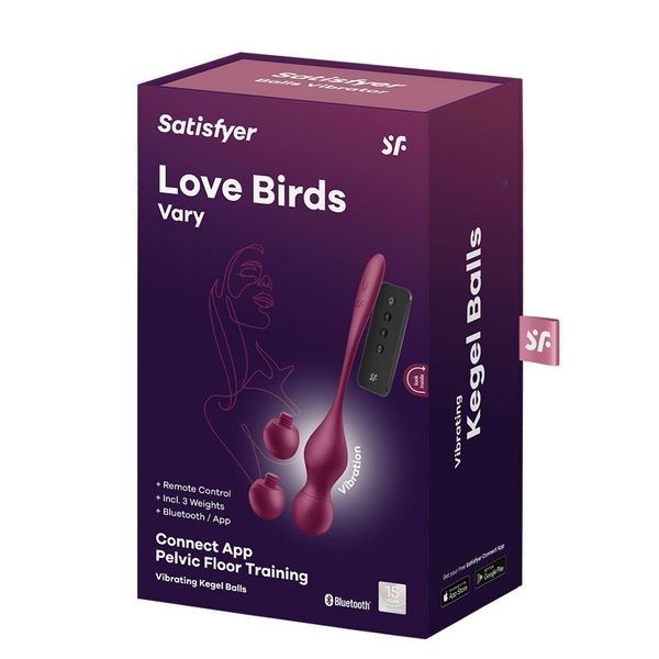 Смарт-вагинальные шарики с вибрацией и пультом ДУ Satisfyer Love Birds Vary Connect App, изменяемая масса SX1216 фото