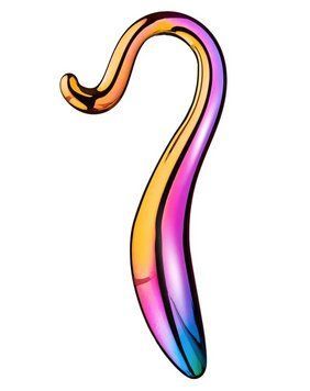 Изогнутый стеклянный фаллоимитатор Dream Toys Glamour Glass, разноцветный, 18х3 см. DT22023 фото