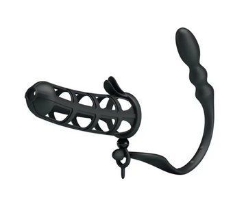 Насадка на член зі знімним анальним стимулятором Pretty Love "Hercules Penis Sheath", 11,5х3,5 см. BI-026233 фото