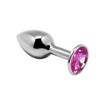 Металлическая анальная пробка с кристаллом Alive Mini Metal Butt Plug Pink, размер М, 8х3,4 см. SO6002 фото
