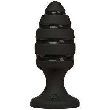 Анальный плаг со спиральным каналом Doc Johnson Platinum Premium Silicone - The Blast - Black, 12х4,6 см. SO4922 фото