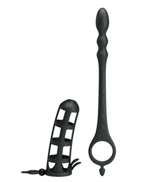 Насадка на член зі знімним анальним стимулятором Pretty Love "Hercules Penis Sheath", 11,5х3,5 см. BI-026233 фото