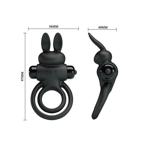 Подвійне ерекційне кільце з вібрацією Pretty Love "Vibrant penis ring III", 9,7х5,6 см. BI-210206 фото