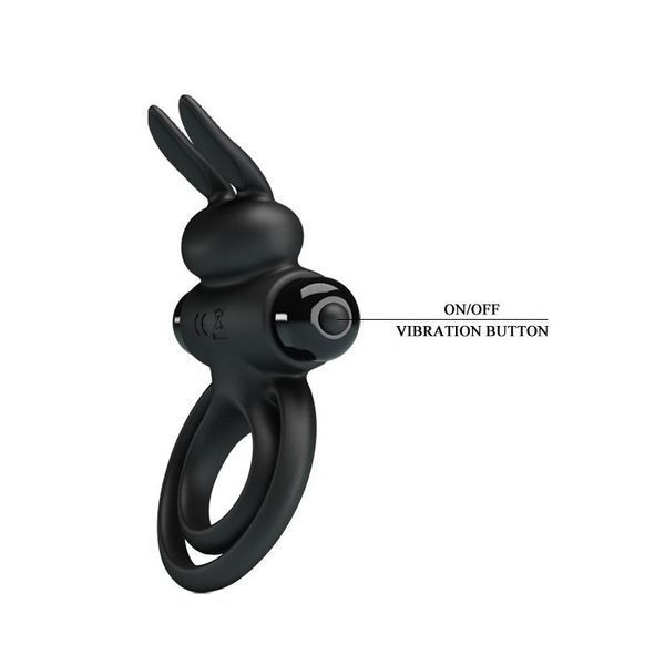 Подвійне ерекційне кільце з вібрацією Pretty Love "Vibrant penis ring III", 9,7х5,6 см. BI-210206 фото