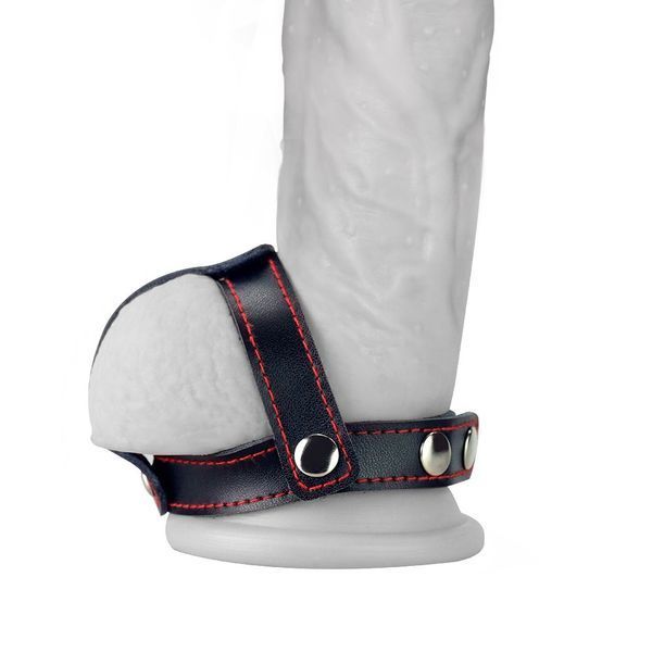 Бондаж на пеніс та мошонку TSTYLE LEATHER COCKRING WITH BALL 66-LV761005 фото