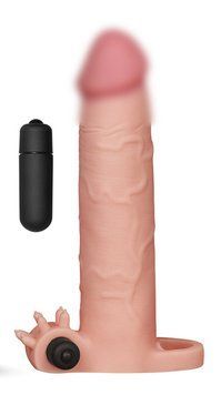 Подовжуюча насадка на пеніс з вібрацією Pleasure X-Tender Vibrating Penis Sleeve Add 3 "Flesh, 19,5х4,3 див. 6452LV1065-9 фото