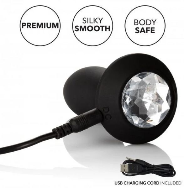 Анальная пробка с вибрацией и кристаллом Power Gem Vibrating Petite Crystal Probe від CalExotics, 9,5х3,2 см. 430341 фото