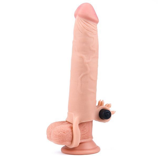 Удлиняющая насадка на пенис с вибрацией Pleasure X-Tender Vibrating Penis Sleeve Add 3 "Flesh, 19,5х4,3 см. 6452LV1065-9 фото