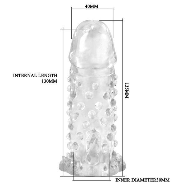 Насадка на член Brave Men Silicon Sleeve Clear, 13,5х4 см. BI-026203 фото