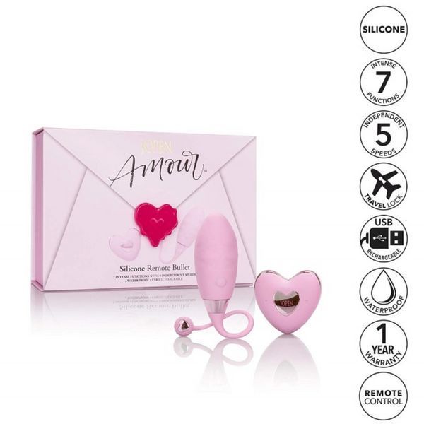 Віброяйце з пультом ДУ Amour Silicone Remote Bullet від Jopen, 7,5х3,2 см. 510053 фото