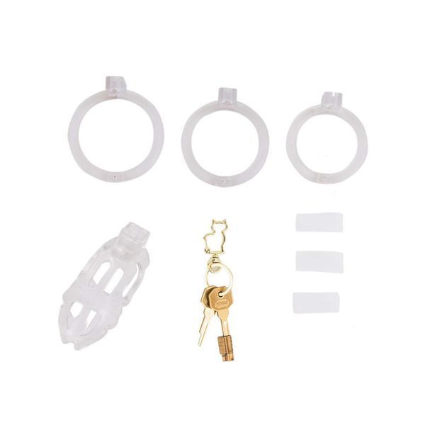Клітка для пенісу LOCKINK SEVANDA Plastic Penis Chastity Cage, прозора, 3 кільця різних розмірів SX0871 фото