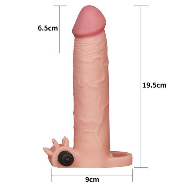 Удлиняющая насадка на пенис с вибрацией Pleasure X-Tender Vibrating Penis Sleeve Add 3 "Flesh, 19,5х4,3 см. 6452LV1065-9 фото