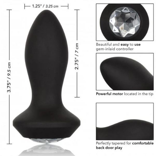 Анальная пробка с вибрацией и кристаллом Power Gem Vibrating Petite Crystal Probe від CalExotics, 9,5х3,2 см. 430341 фото