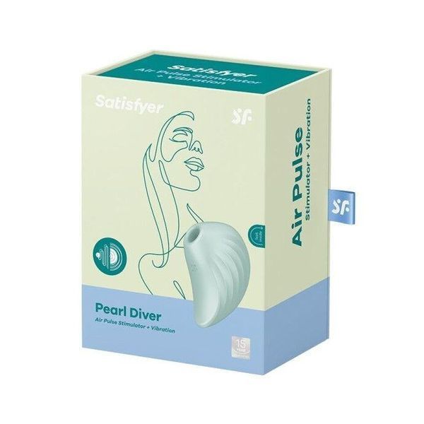 Вакуумный клиторальный стимулятор с вибрацией Satisfyer Pearl Diver Mint, 8,5х6 см. SO6077 фото