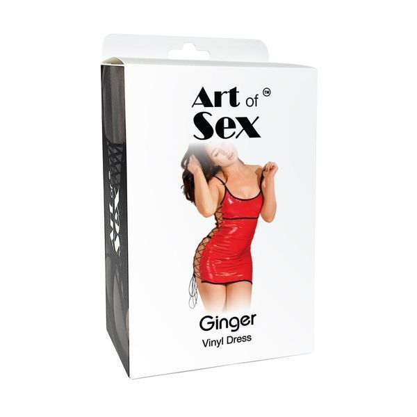 Сексуальне лаковане плаття на шнурівці Art of Sex &mdash; Ginger, колір чорний, XS-M, L-2XL + подарунок SX2356 фото