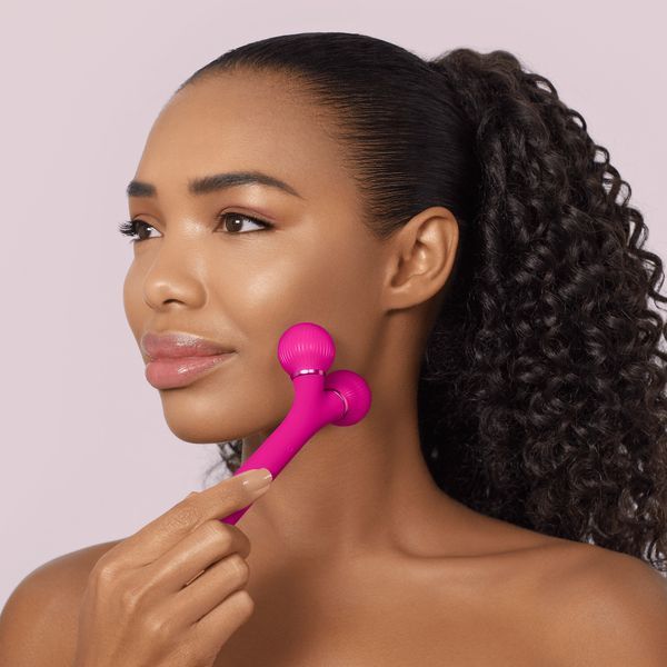 Електронний ультразвуковий ролик для обличчя GESKE Sonic Facial Roller 4в1 magenta HB0175 фото