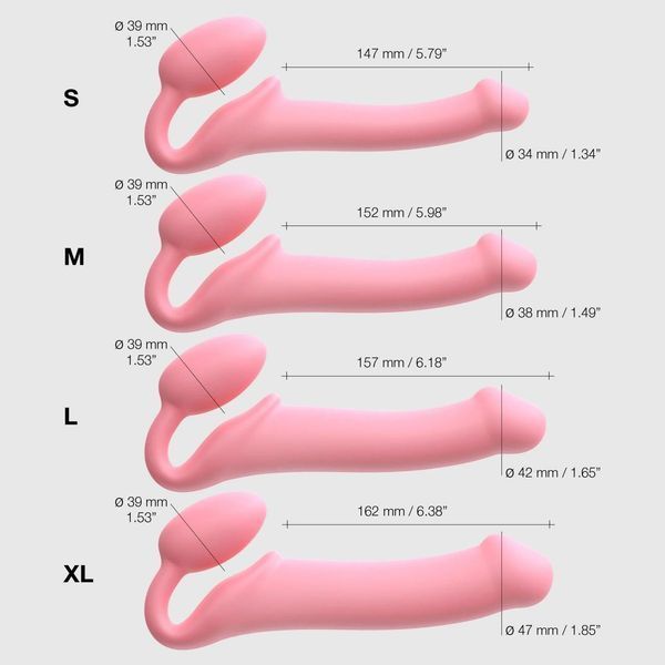 Безремневой страпон Strap-On-Me Rose XL, полностью регулируемый, 23х4,5 см. SX2570 фото