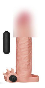 Подовжувальна насадка на пеніс із вібрацією Pleasure X-Tender Vibrating Penis Sleeve Add 2" Flesh, 19х4,7 см. 6452LV1064-9 фото