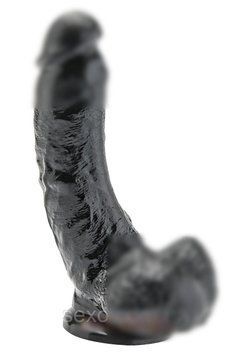 Реалистичный фаллоимитатор с мошонкой и присоской Get Real ToyJoy black, 20,5х5 см. TOY13532 фото