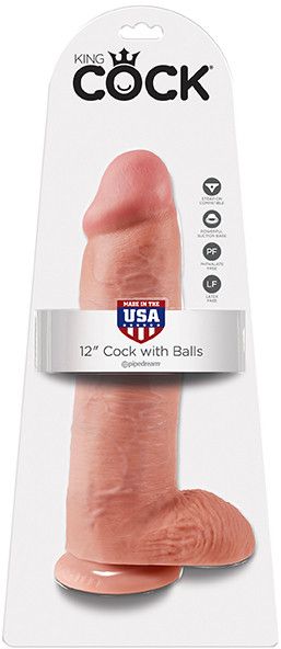 Фалоїмітатор KING COCK 12INCH COCK WITH BALLS FLESH, 31х7,5 см DT44699 фото