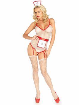Еротичний костюм медсестри Leg Avenue Roleplay TLC Nurse White, One Size SO8602 фото