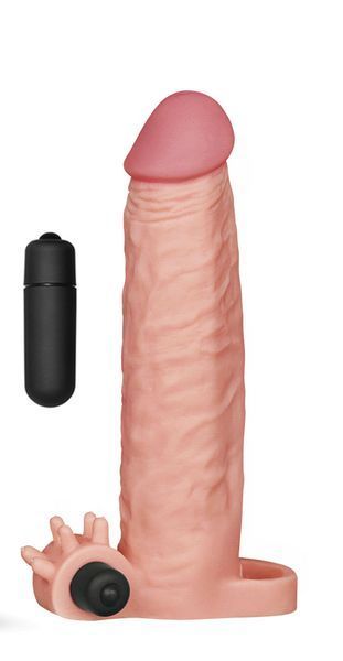 Удлиняющая насадка на пенис с вибрацией Pleasure X-Tender Vibrating Penis Sleeve Add 2" Flesh, 19х4,7 см. 6452LV1064-9 фото