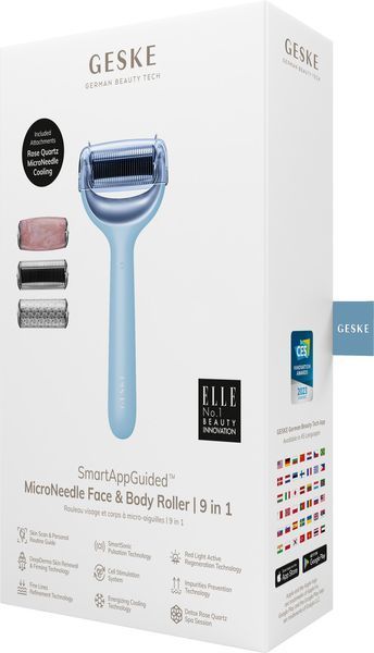 Роллер для игольчатой мезотерапии лица и тела GESKE MicroNeedle Face&Body Roller 9в1 aquamarine HB0215 фото