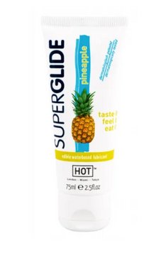 Ананасовая орально-вагинальная съедобная смазка Superglide edible lubricant waterbased — PINEAPPLE, 75 мл. HOT44117 фото