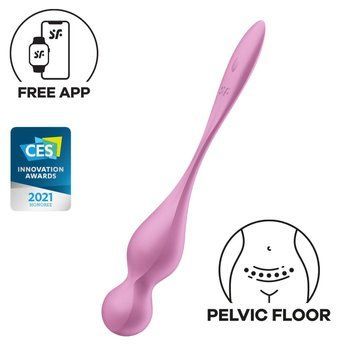 Смарт вагінальні кульки із вібрацією Satisfyer Love Birds 1 Connect App Pink, 22,2 х3, 3 см. SX0570 фото