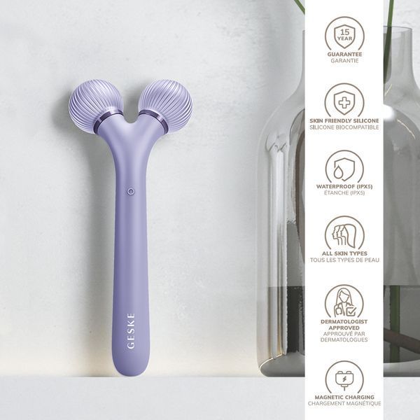 Электронный ультразвуковой ролик для лица GESKE Sonic Facial Roller 4в1 purple HB0178 фото