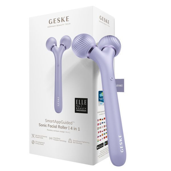 Электронный ультразвуковой ролик для лица GESKE Sonic Facial Roller 4в1 purple HB0178 фото