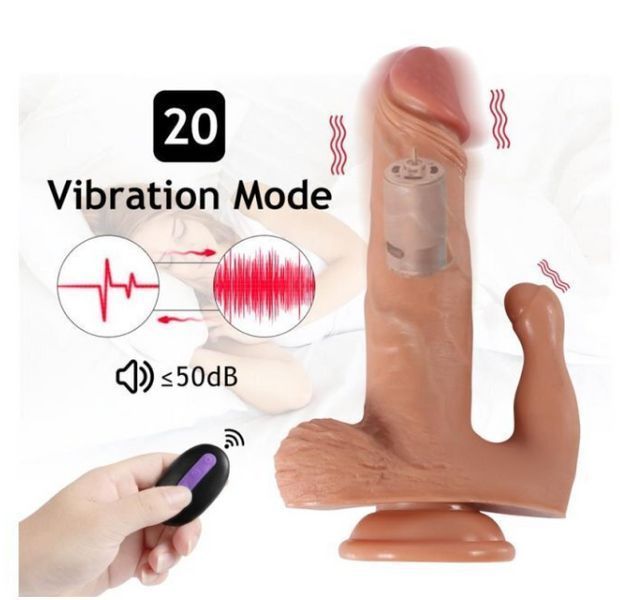 Реалистичный вибратор с пультом ДУ и клиторальным стимулятором Brody vibrating, 21,5х4 см. SQ-WBL10035-V фото