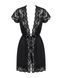 Сатиновий відкритий пеньюар на поясі Obsessive 810-PEI&ndash;1 black, XS/S, M/L, 2XL/3XL SO7160 фото 6