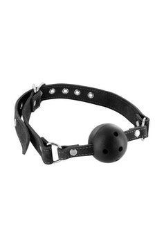 Воздухопроницаемый кляп Fetish Tentation Premium Leather gag with stiff ball, кожаный ремешок SX1095 фото