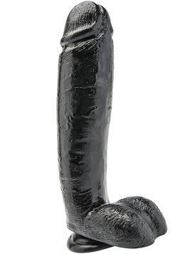 Большой реалистичный фаллоимитатор с мошонкой и присоской Get Real ToyJoy Black, 25,5х6 см. TOY13534 фото